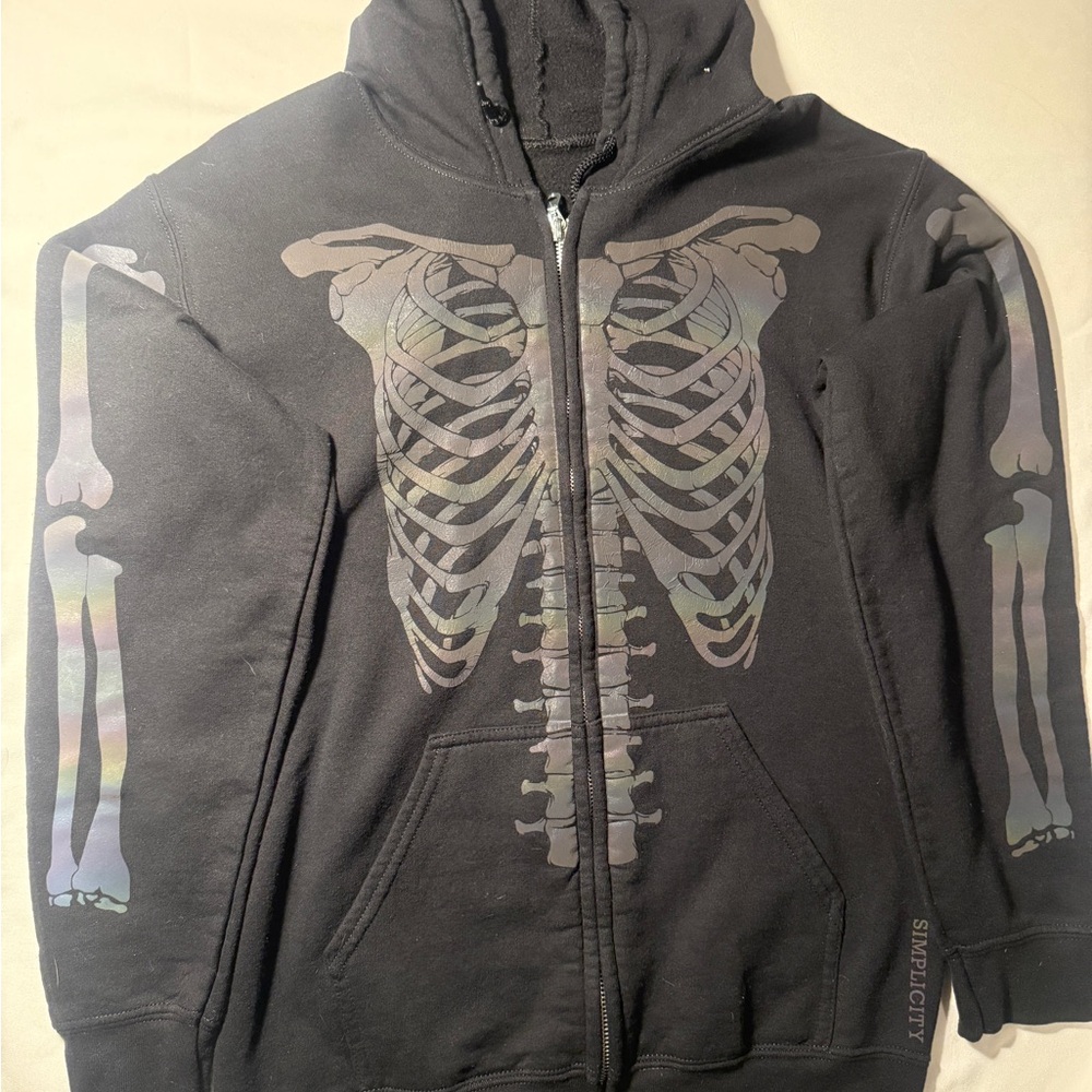 Simplicity Black Skeleton Hoodie Jacket